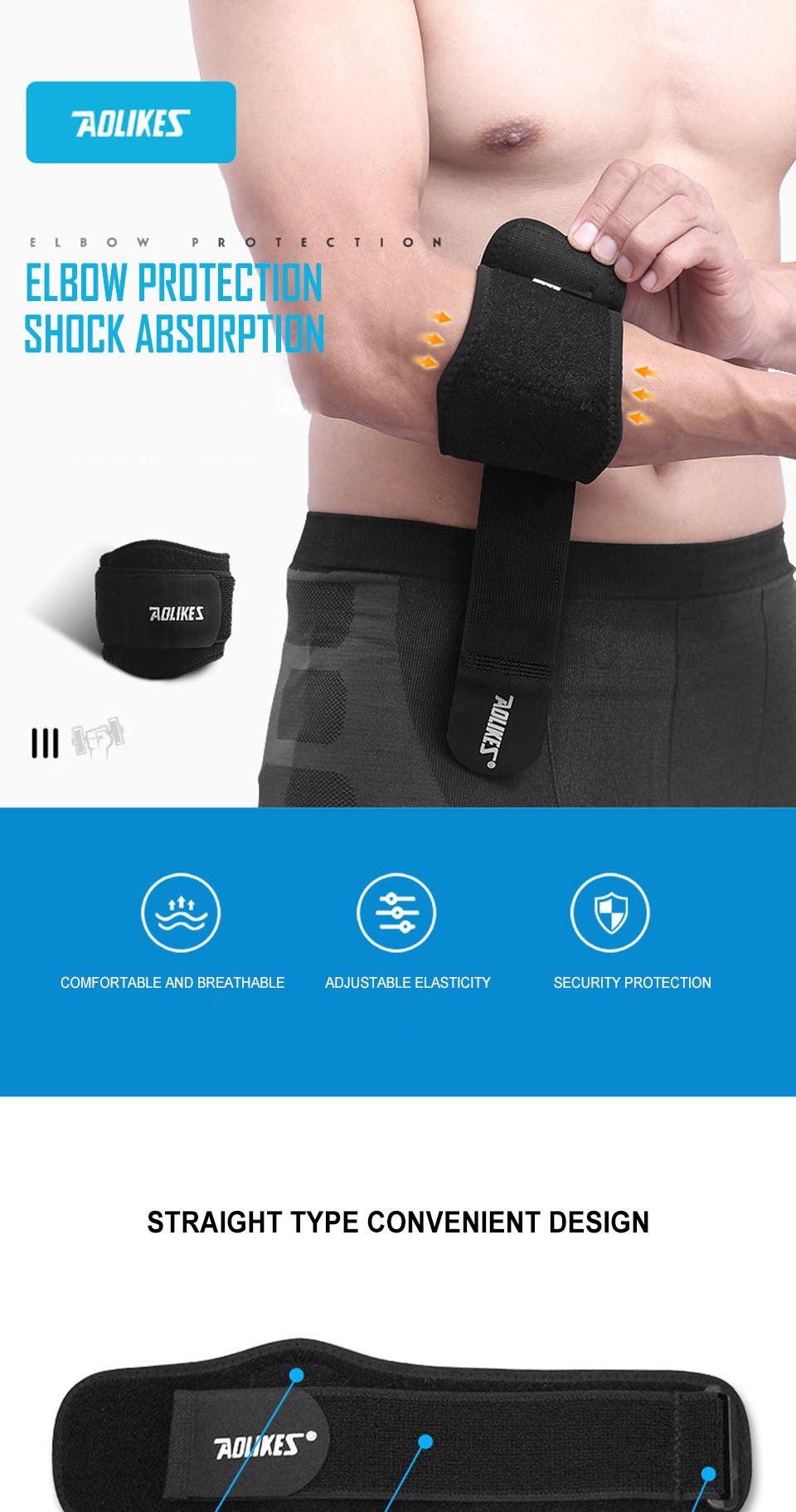 AOLIKES Tennis Elbow Support Pads - Adjustable Tennis Elbow Brace with Compression, Tennis Elbow Brace for Tennis, Basketball, Golf, - Non-slip Strap, Hand Wash Only - Ideal For Epicondylitis, Elbow Brace, Sports Care, Fit De