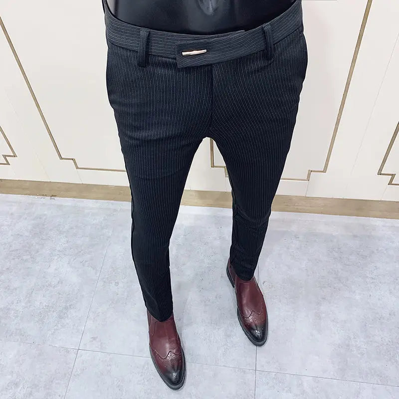 Summer Men Dress Pants Slim Fit Business Casual Professional Iron-Free Formal Dress Black Slim Fit Pants Drop-Feeling Suit Pants