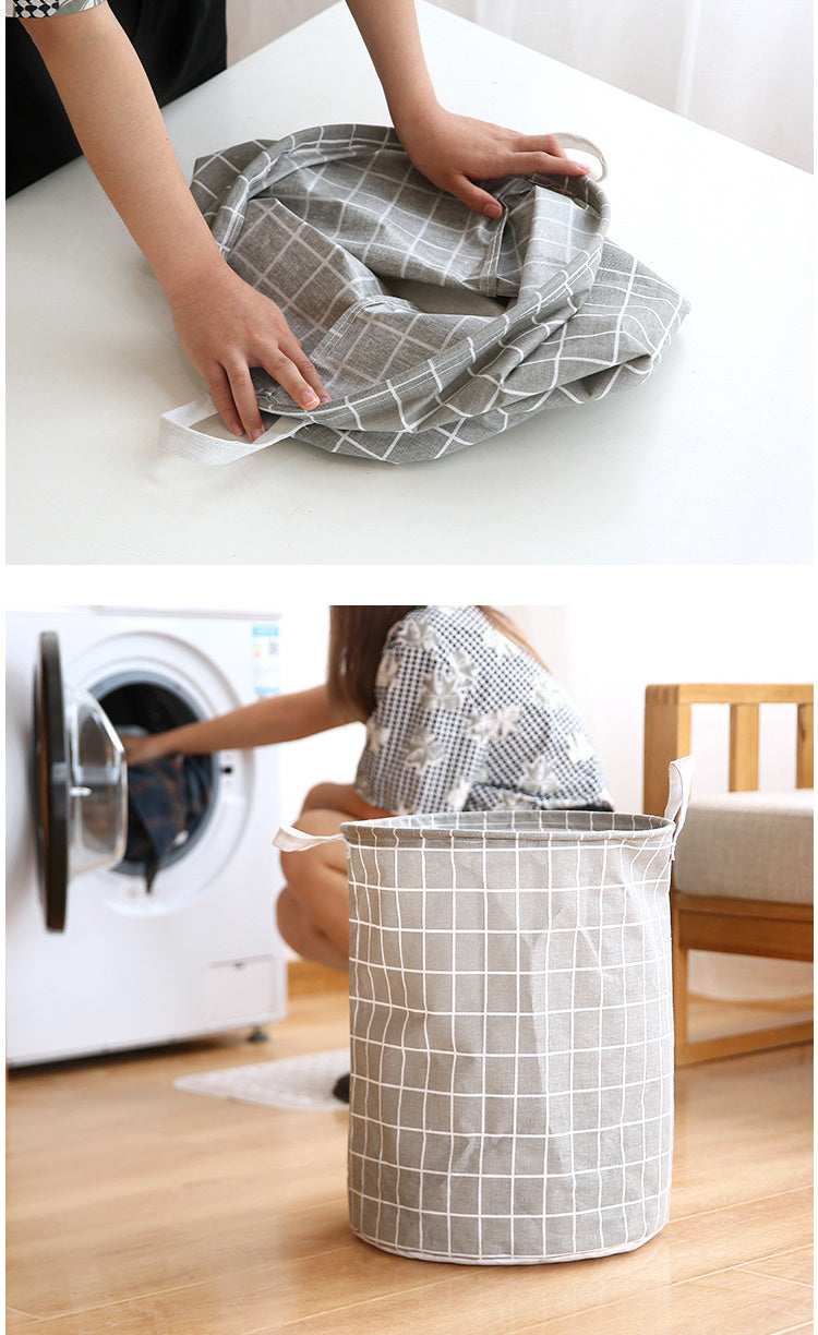 Laundry Basket, Round Dirty Clothes Hamper, Portable Storage Bucket, 1 pc