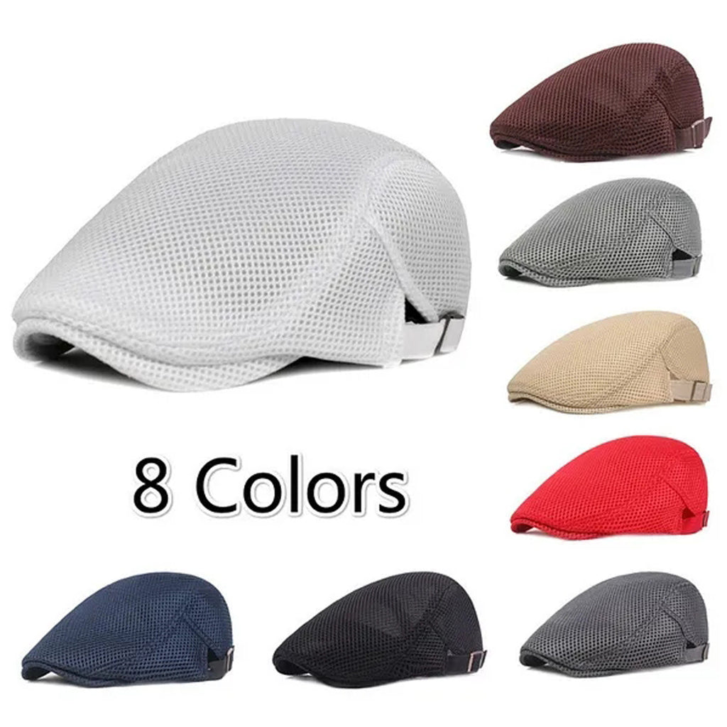 [8 Colors, Men's Flat Cap] 8 Colors Men's Cabbie Flat Cap | Breathable Mesh Summer Hat, Adjustable News Beret Ivy Cap | 1pc, Ideal Gift Choice