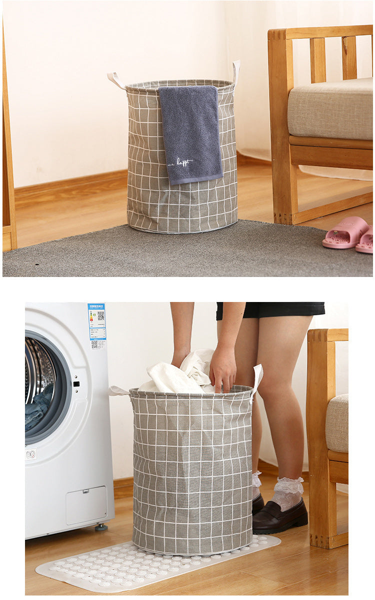 Laundry Basket, Round Dirty Clothes Hamper, Portable Storage Bucket, 1 pc