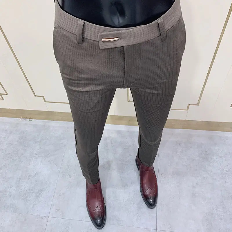 Summer Men Dress Pants Slim Fit Business Casual Professional Iron-Free Formal Dress Black Slim Fit Pants Drop-Feeling Suit Pants