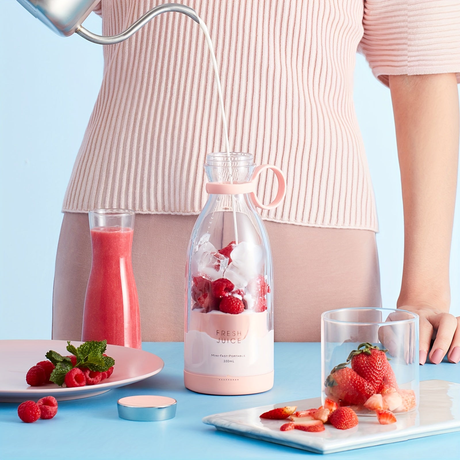 11.83oz Portable Electric Wireless Mini Fruit Blender Juicer - Perfect for On-the Go!
