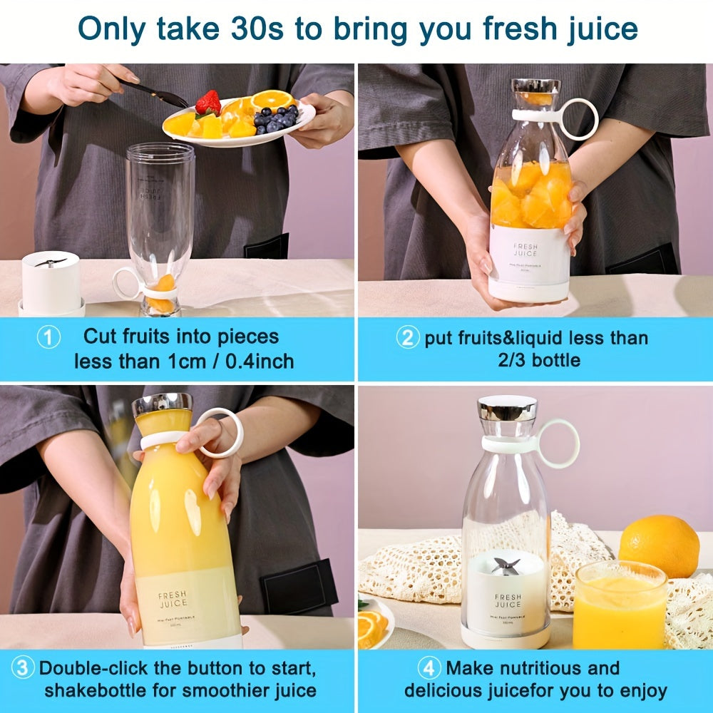 11.83oz Portable Electric Wireless Mini Fruit Blender Juicer - Perfect for On-the Go!