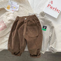 Fashion children's clothing Autumn Winter Kids solid color Corduroy pants Boys soft loose Trousers Girls all-match casual pants
