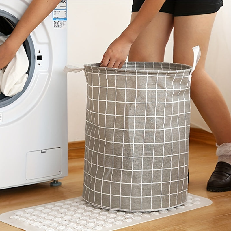 Laundry Basket, Round Dirty Clothes Hamper, Portable Storage Bucket, 1 pc