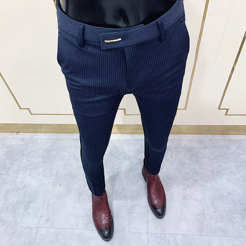 Summer Men Dress Pants Slim Fit Business Casual Professional Iron-Free Formal Dress Black Slim Fit Pants Drop-Feeling Suit Pants
