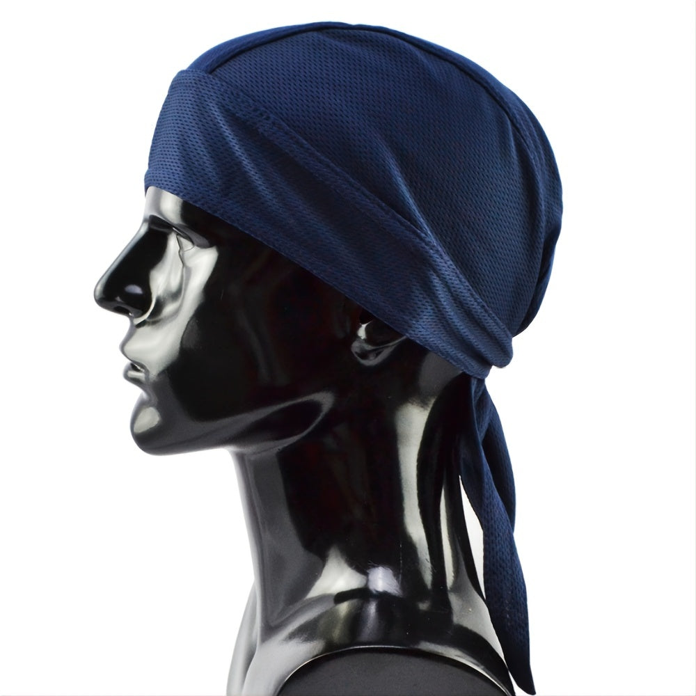 1pc Breathable Mesh Long Tail Head Wrap Cycling Cap Beanie Skull Cap For Men, Ideal Choice For Gifts