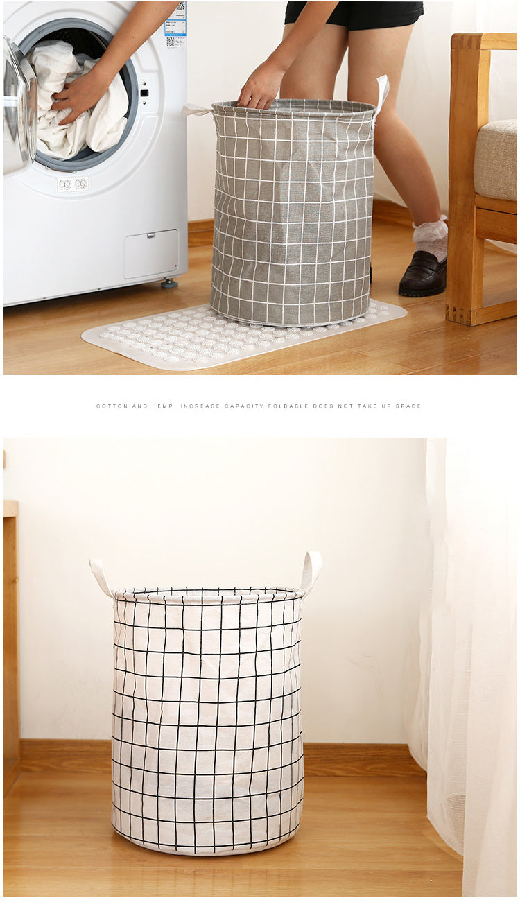 Laundry Basket, Round Dirty Clothes Hamper, Portable Storage Bucket, 1 pc