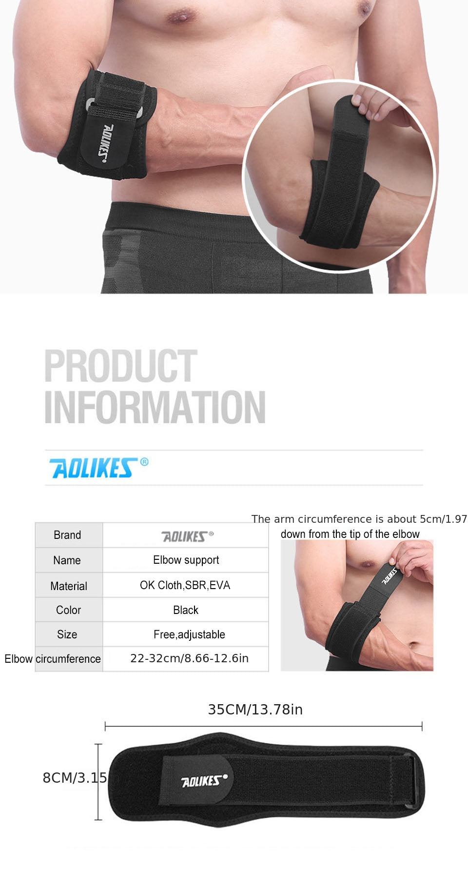 AOLIKES Tennis Elbow Support Pads - Adjustable Tennis Elbow Brace with Compression, Tennis Elbow Brace for Tennis, Basketball, Golf, - Non-slip Strap, Hand Wash Only - Ideal For Epicondylitis, Elbow Brace, Sports Care, Fit De