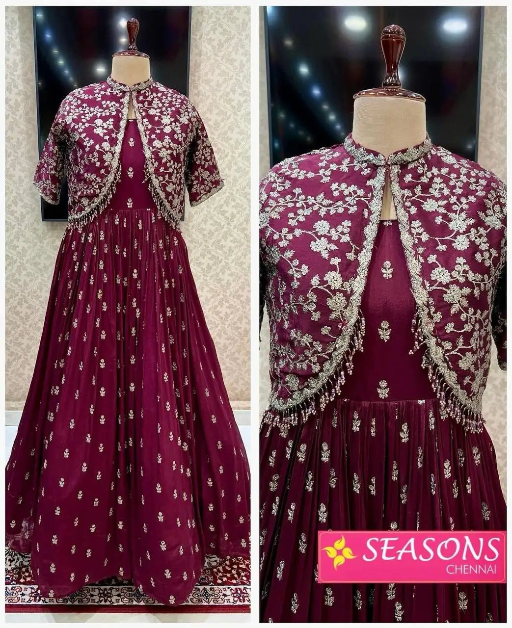 Indian Traditional Wear Faux Blooming with Multi Sequins Embroidered Work Long Beautiful Anarkali Gowns for women Wedding Wear