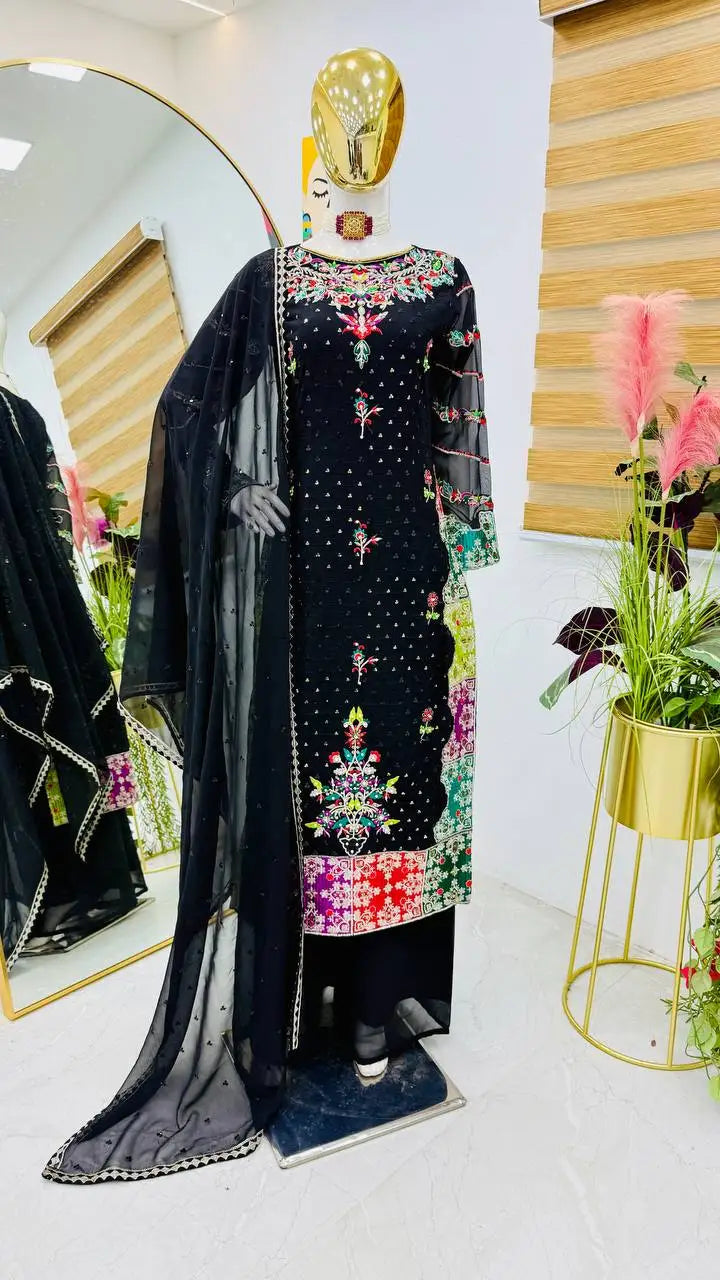 High Demand Heavy Georgette Fabric Top Plazzo Dupatta Set for Girls Inspired TV Serial Actors for Parties Special Indian