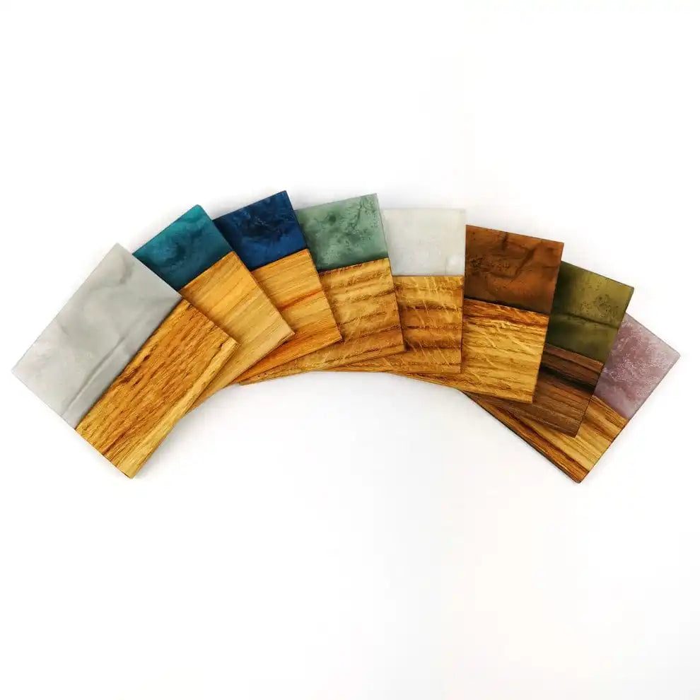 Handmade Resin and Wood Table Coaster Natural Live Edge Wood Epoxy Mix for Drinkware and Decorative Use