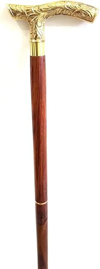 Lightweight Foldable Wooden Hiking Stick with Rubber Tip Anti-Slip Handle for Elderly Classic Carved Dragon Design Outdoor Use