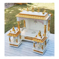 Indian Home Pooja Mandir in Mango Wood Handcrafted Prayer Temple with Carved Pillars and Storage Drawer for Ritual Use