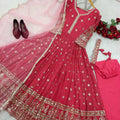 Fancy Georgette Embroidery Gown with Dupatta Set New Designer Sequence Work Collection for Indian & Pakistani Clothing