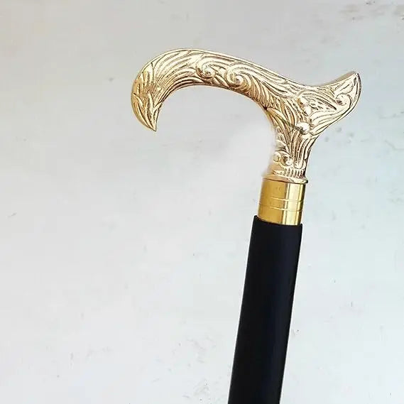 Lightweight Foldable Wooden Hiking Stick with Rubber Tip Anti-Slip Handle for Elderly Classic Carved Dragon Design Outdoor Use