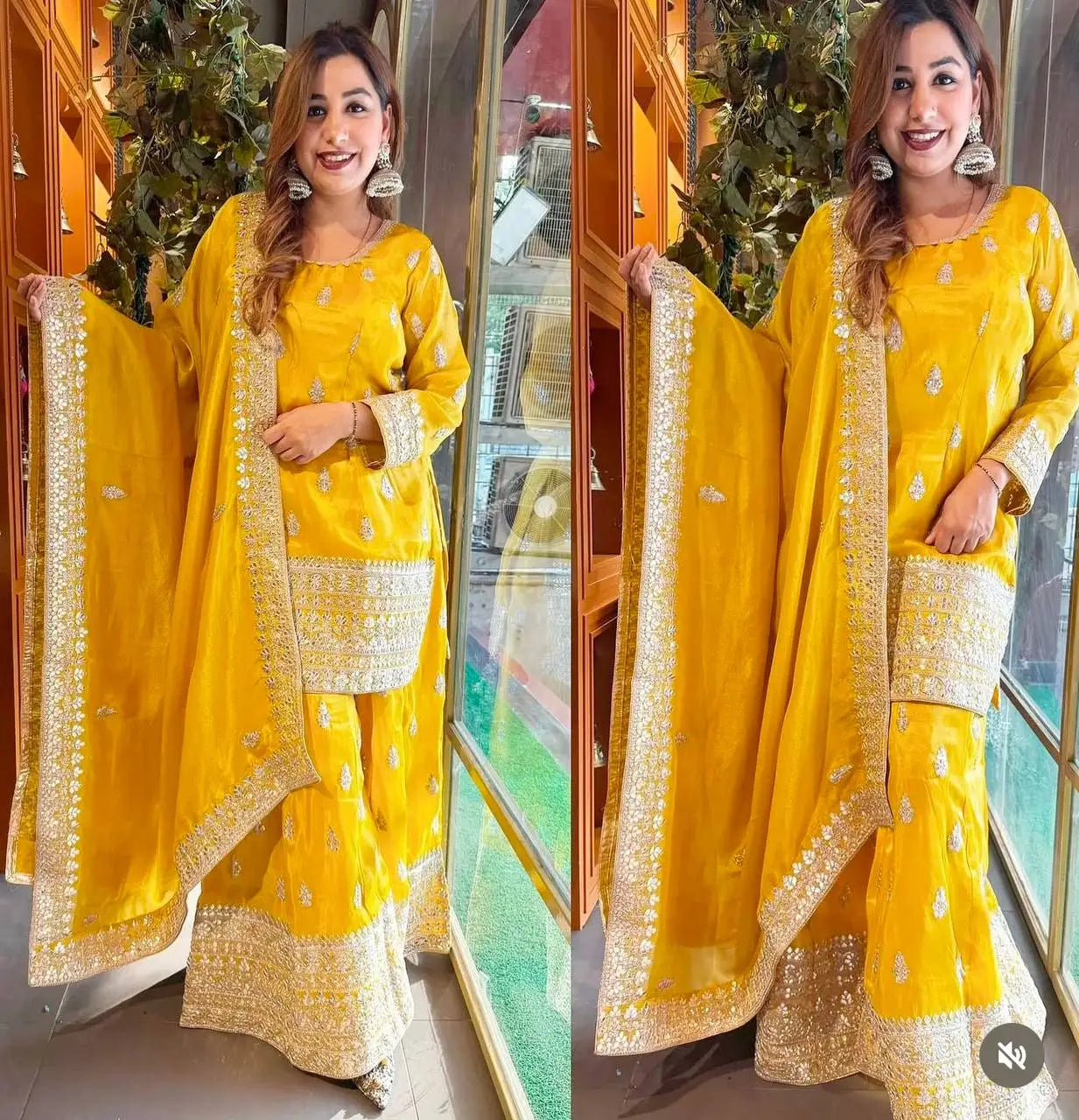 Latest Designer Cinon Top-Sarara and Dupatta Set Party Wear Look for Indian & Pakistani Clothing