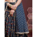 Chinon Silk Party Wear Lehenga Choli Exquisite Blue Digital Printed Evening Dresses