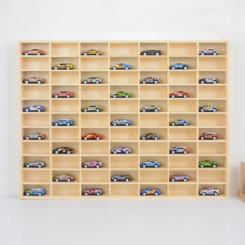 Wooden Multi-Grid Box Car Storage Display Box Hand-Held Storage Box Multi-Layer Display Cabinet Wall Toy Display Rack Stand