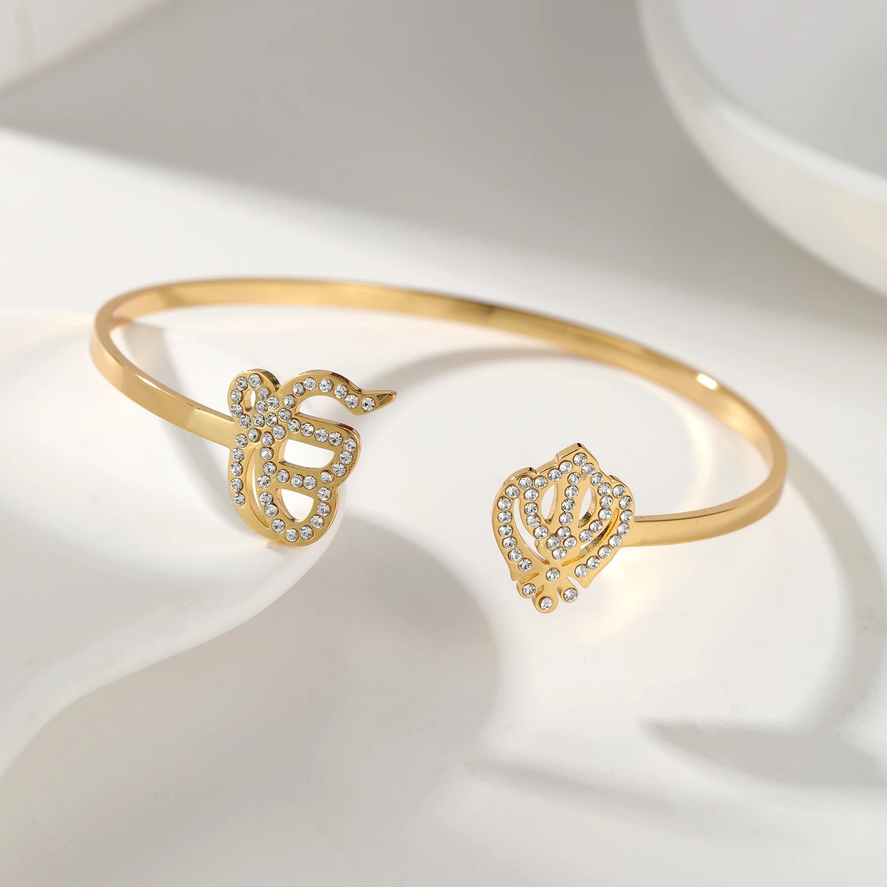 Ek Onkar Khanda Bracelet Cuff Bangles For Women Custom Diamond Bracelet Open Stainless steel Bracelets Gift For Her