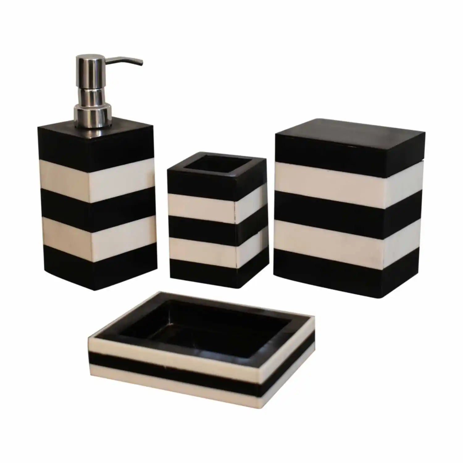 Handmade Large Size Bathroom Tray Set of 4 Multi-Colour Accessory Soap Dispenser Tumbler From India