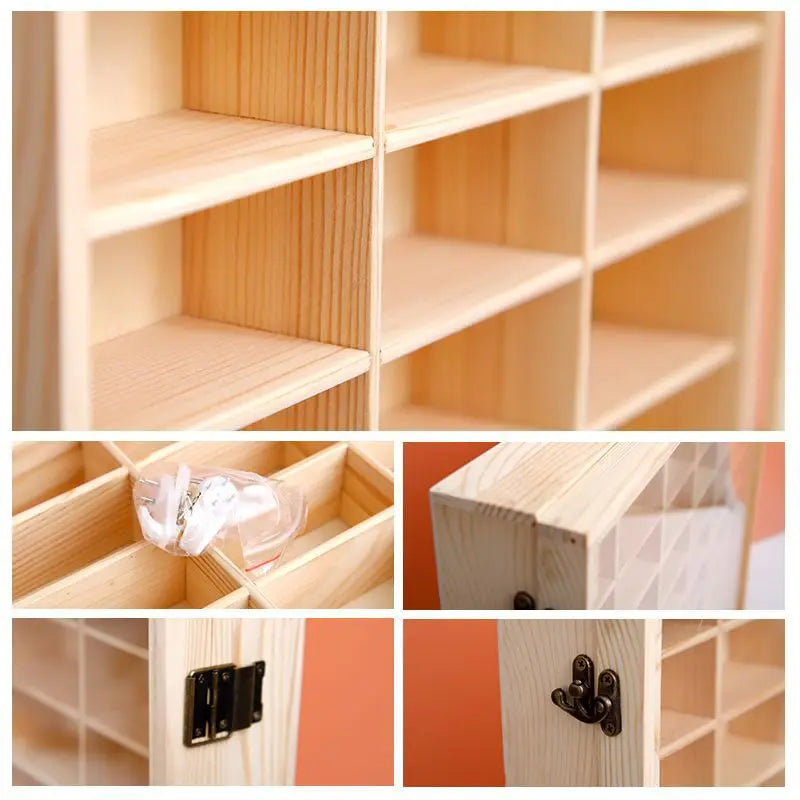 Wooden Multi-Grid Box Car Storage Display Box Hand-Held Storage Box Multi-Layer Display Cabinet Wall Toy Display Rack Stand