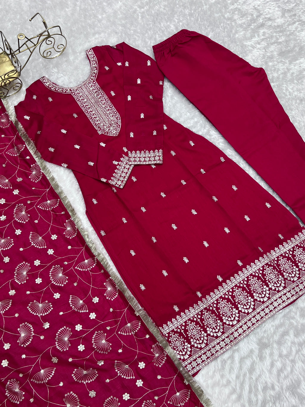Women's Modern Style Rayon Fabric Nayra Cut Silk Suit Heavy Embroidery Sequence Work Best Quality Party Wear Dupatta Pant Indian