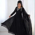 Tennecy Designer Women's Faux Georgette Gown Beautiful Flair Wedding and Party Wear Dress Fabric Indian & Pakistani Clothing