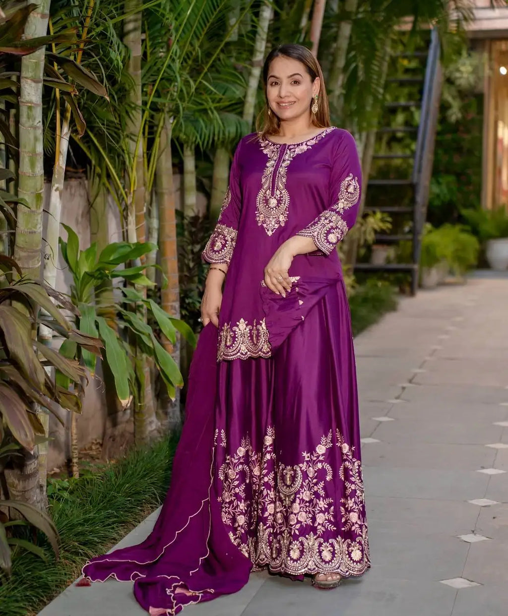 New Designer Indian and Pakistani Clothing Elegant Party Wear Top-Plazza and Dupatta with Heavy Embroidery Work