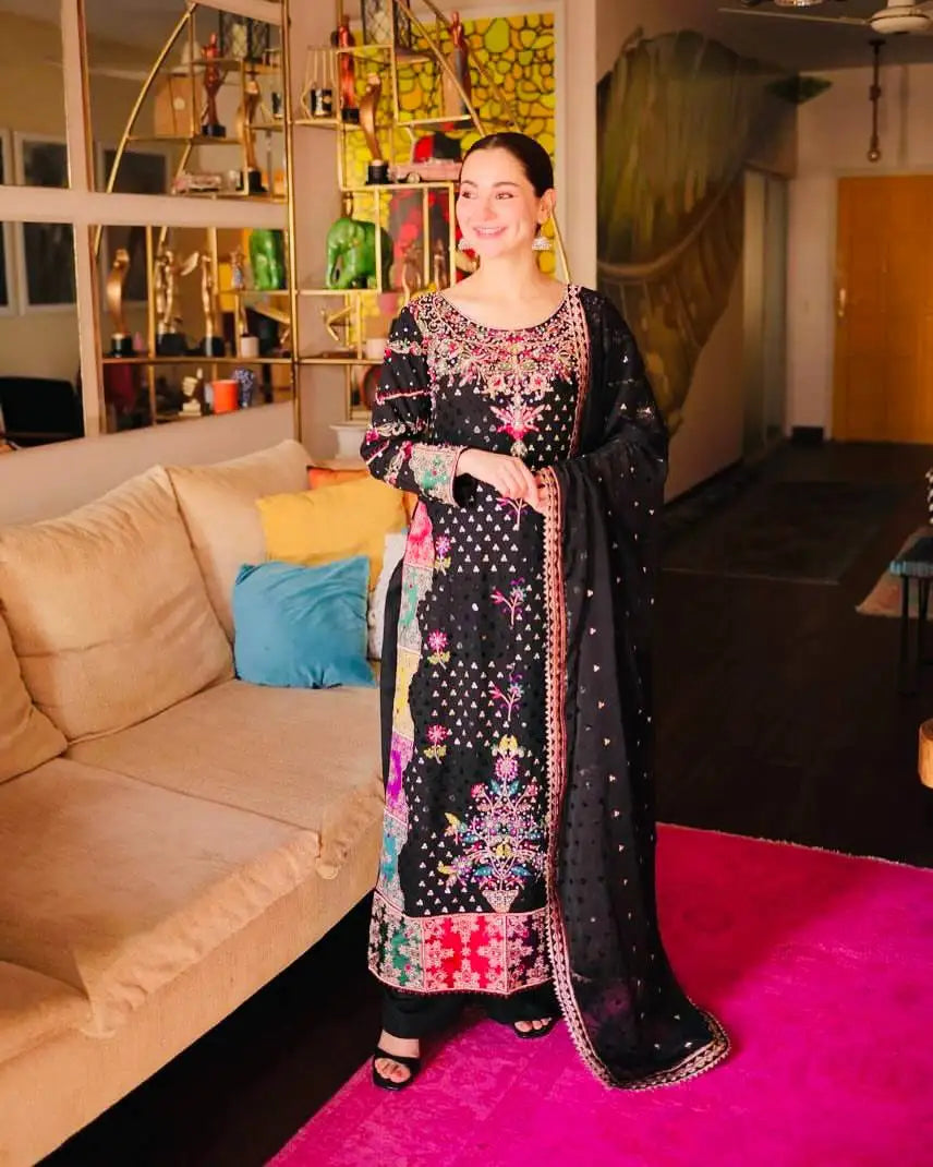 High Demand Heavy Georgette Fabric Top Plazzo Dupatta Set for Girls Inspired TV Serial Actors for Parties Special Indian