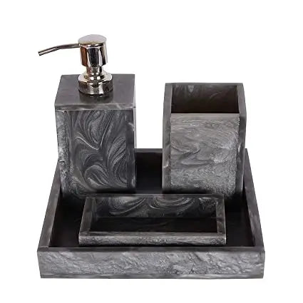 Handmade Large Size Bathroom Tray Set of 4 Multi-Colour Accessory Soap Dispenser Tumbler From India