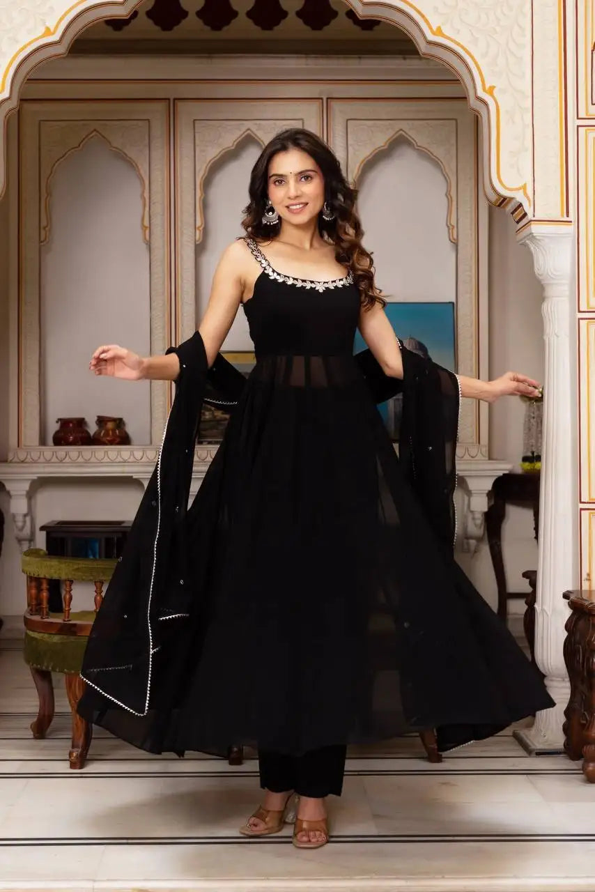 Designer Exclusive Handwork Real Mirror Top & Plazzo with Duptta Indian & Pakistani Clothing