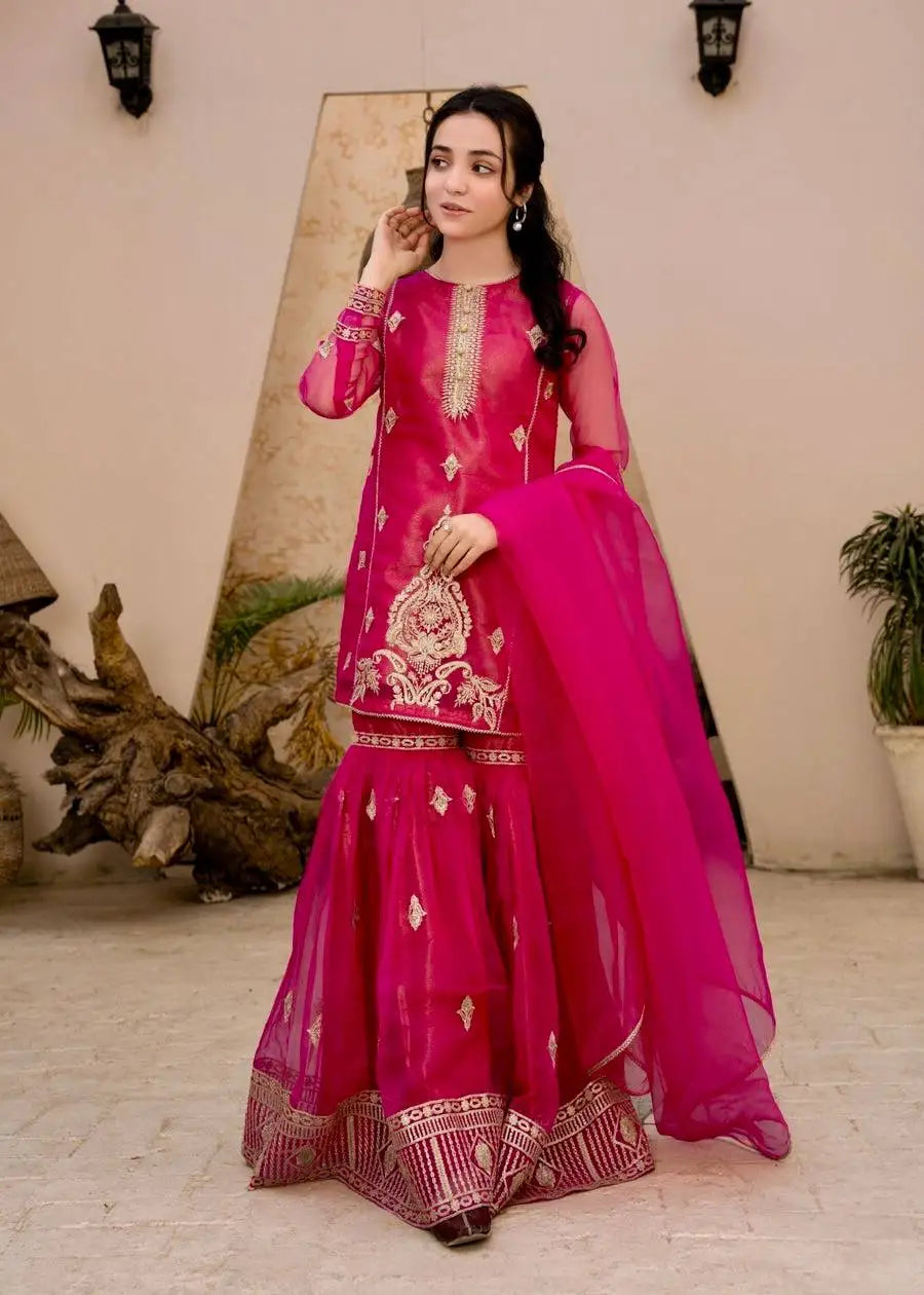 Indian and Pakistani Style Readymade New Fox Georgette Top-Sarara and Dupatta Set