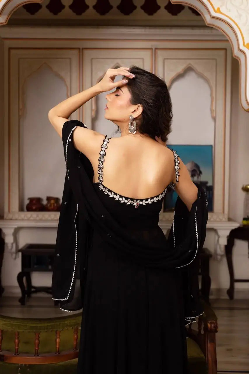 Designer Exclusive Handwork Real Mirror Top & Plazzo with Duptta Indian & Pakistani Clothing