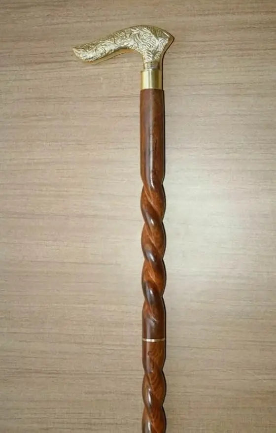 Lightweight Foldable Wooden Hiking Stick with Rubber Tip Anti-Slip Handle for Elderly Classic Carved Dragon Design Outdoor Use