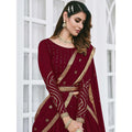 Maroon Sequins Georgette Evening Dresses Elegant Lehenga Choli for Wedding Wear