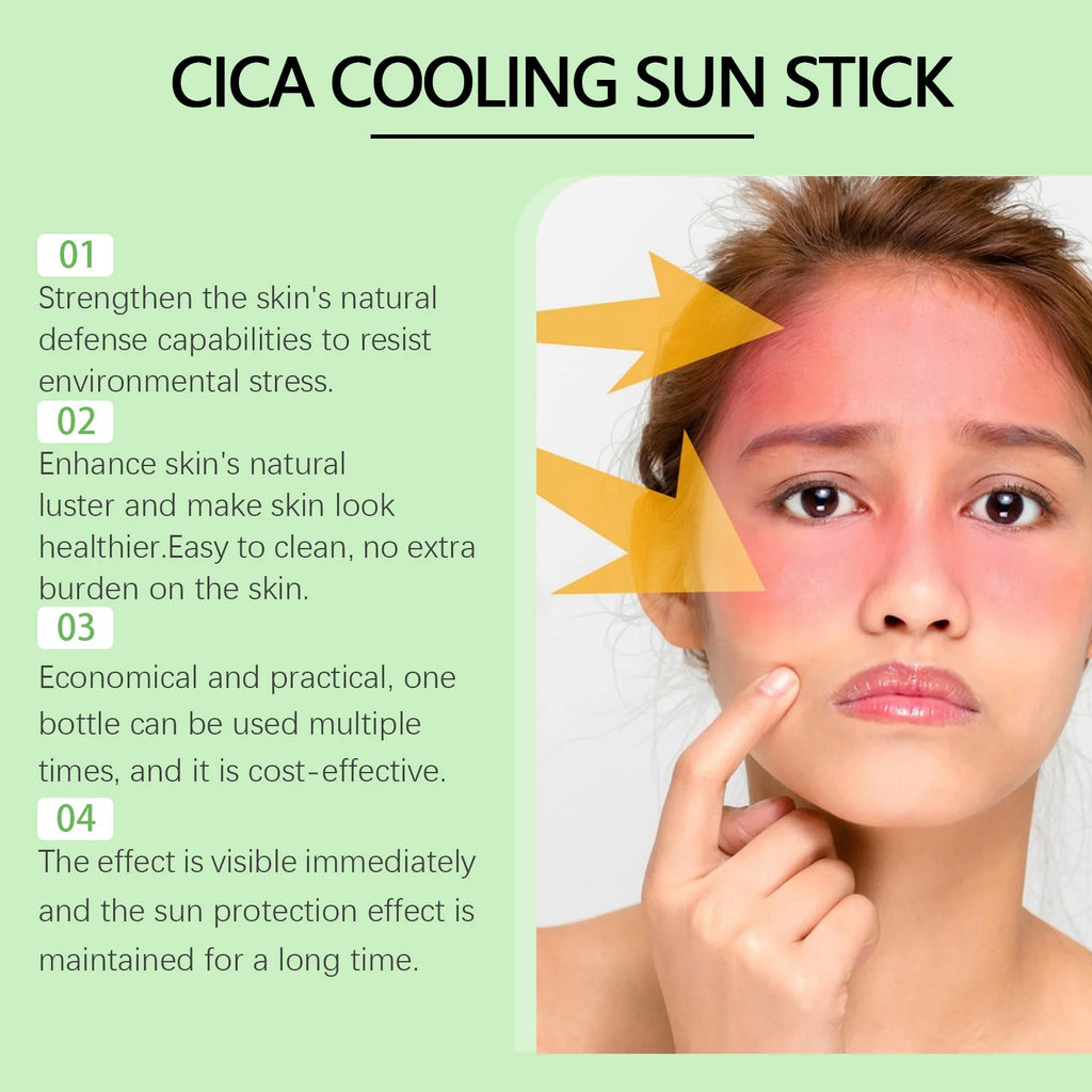 EELHOE Centella Asiatica Sunscreen Stick Spf 50+ Pa+++ Moisturize Brightnening Skin Care Product Freshing Oil Control Sunscreen