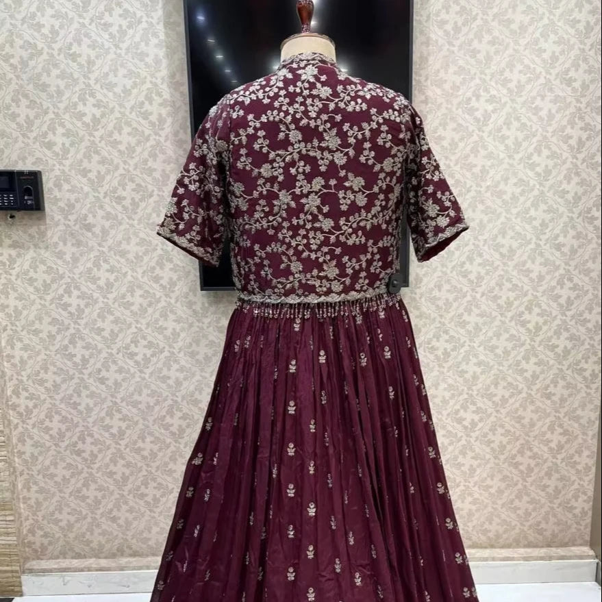 Indian Traditional Wear Faux Blooming with Multi Sequins Embroidered Work Long Beautiful Anarkali Gowns for women Wedding Wear