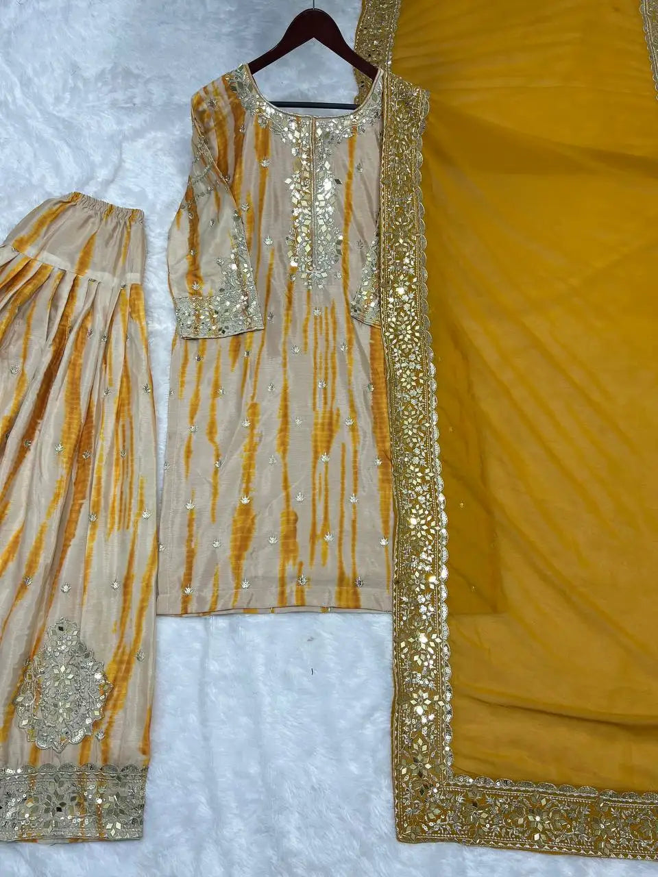 Tennecy's New Ready-Made Pure Chinnon Silk Digital Print Fully Stitched Top-Patiala Dupatta Set Indian/Pakistani Diwali