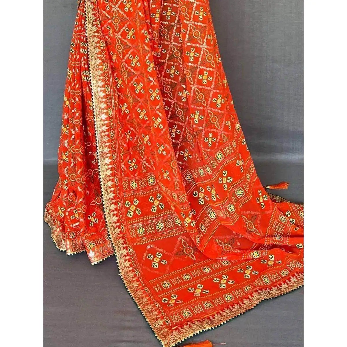 Classic Orange Georgette Saree with Blouse Festival Wear Evening Dresses