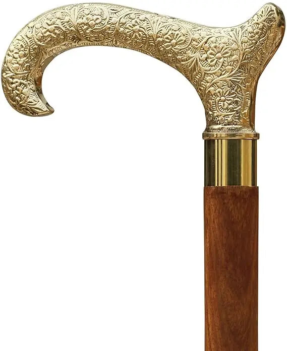 Lightweight Foldable Wooden Hiking Stick with Rubber Tip Anti-Slip Handle for Elderly Classic Carved Dragon Design Outdoor Use