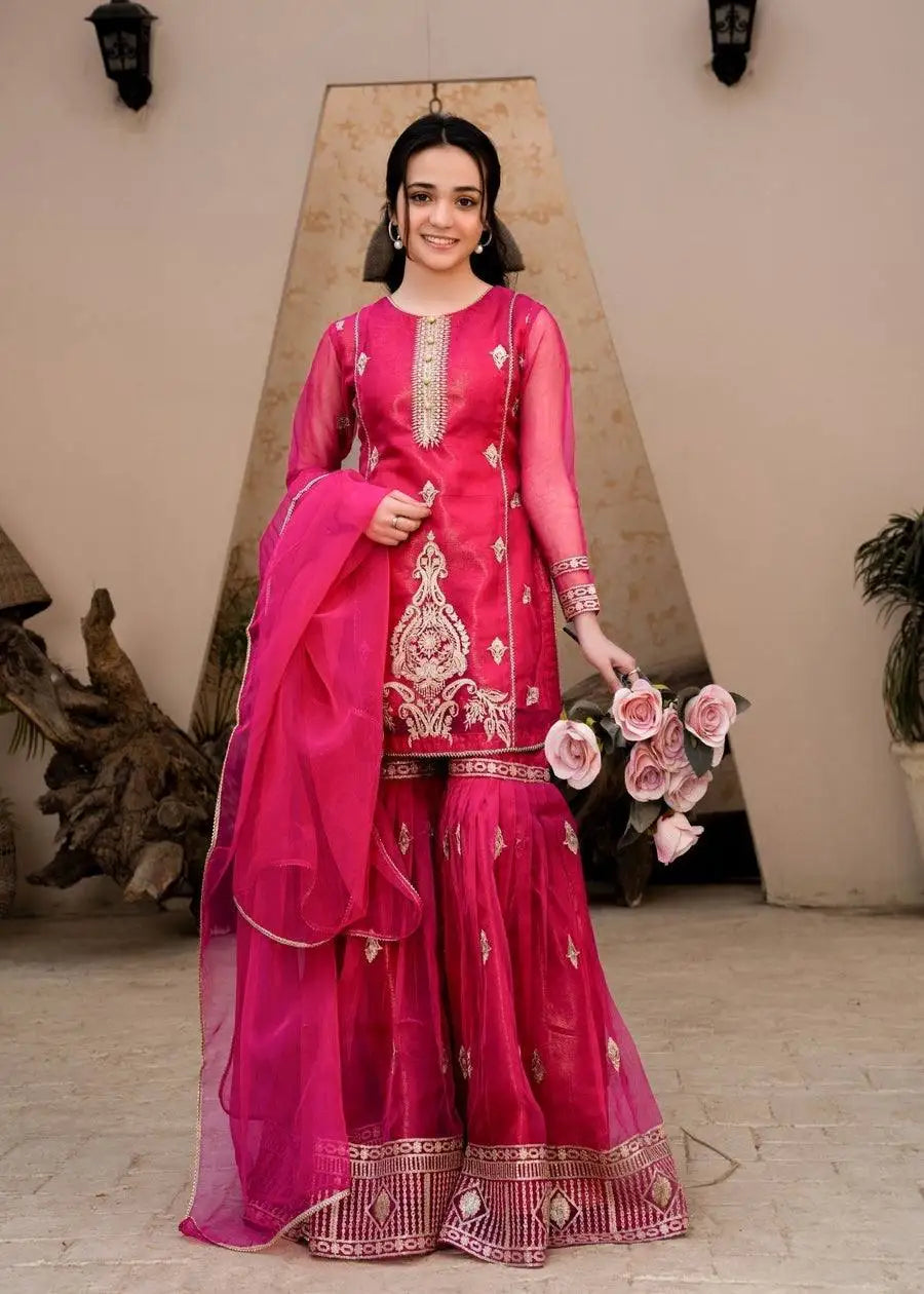 Indian and Pakistani Style Readymade New Fox Georgette Top-Sarara and Dupatta Set