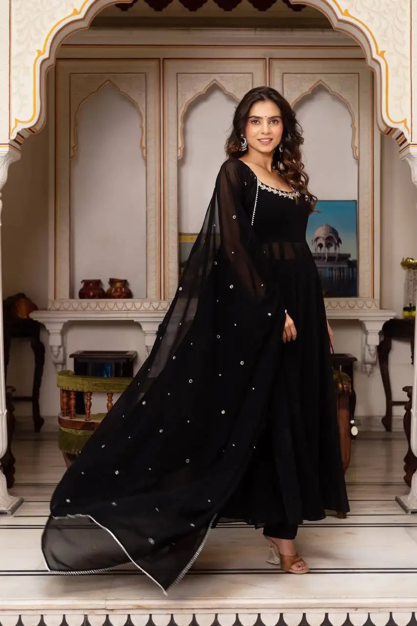 Designer Exclusive Handwork Real Mirror Top & Plazzo with Duptta Indian & Pakistani Clothing