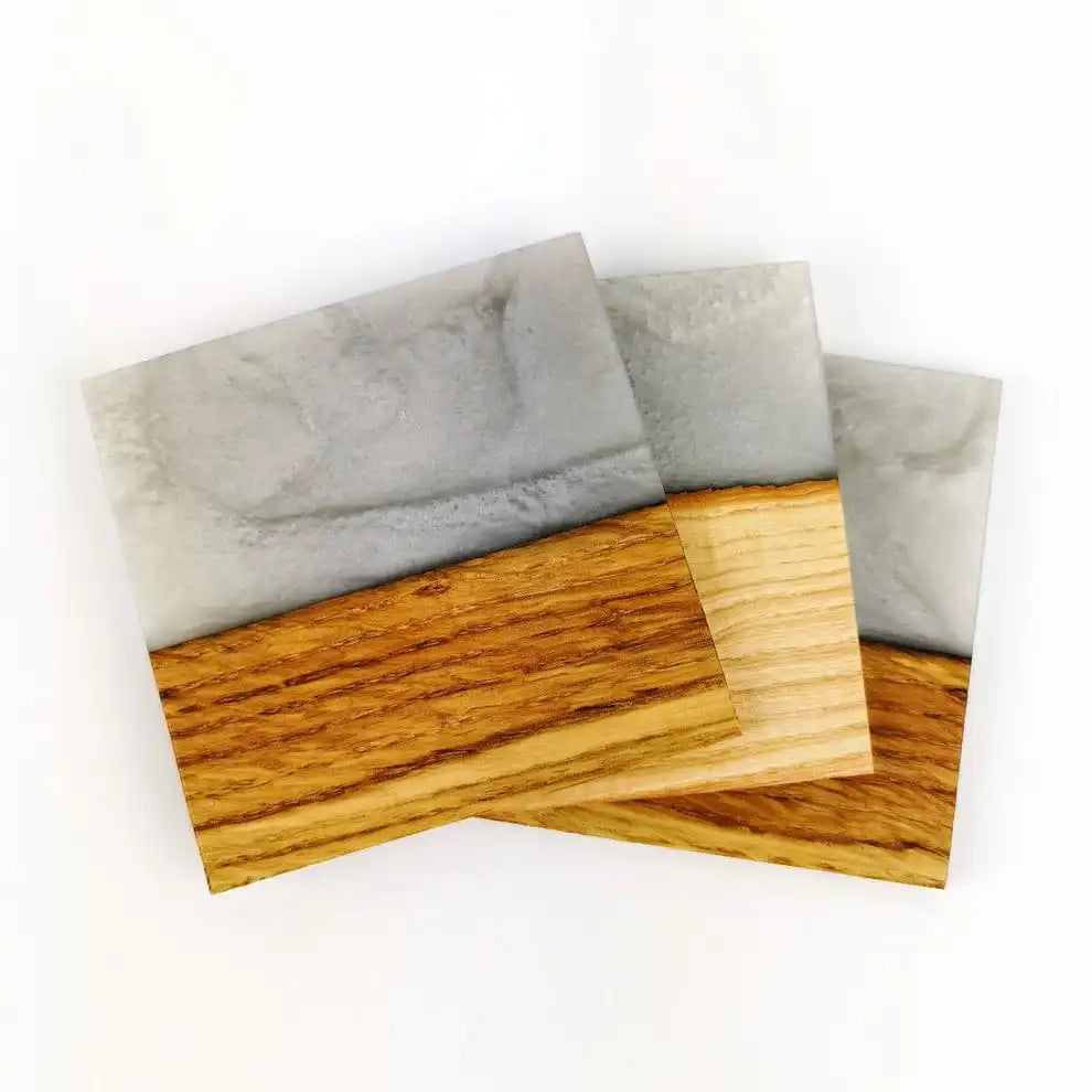 Handmade Resin and Wood Table Coaster Natural Live Edge Wood Epoxy Mix for Drinkware and Decorative Use