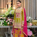 Green Zardosi and Sequins Embroidered Sharara Suit with Dupatta for Women Indian Wedding Party and Festival Outfit