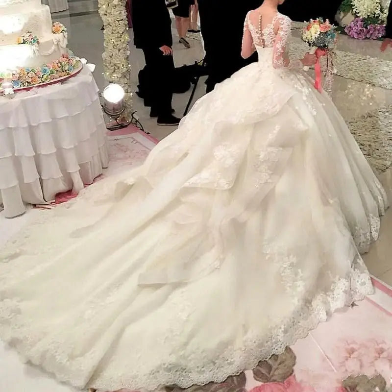 Dubai crystal flowers wedding dress