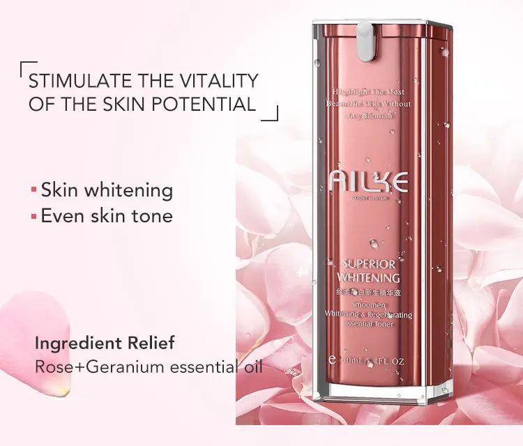 AILKE Whitening Serum, Anti-Aging, Reduce Freckles ,Dark Spots, With Rose Oil, Geranium Essential Oil, For Face & Body Essence