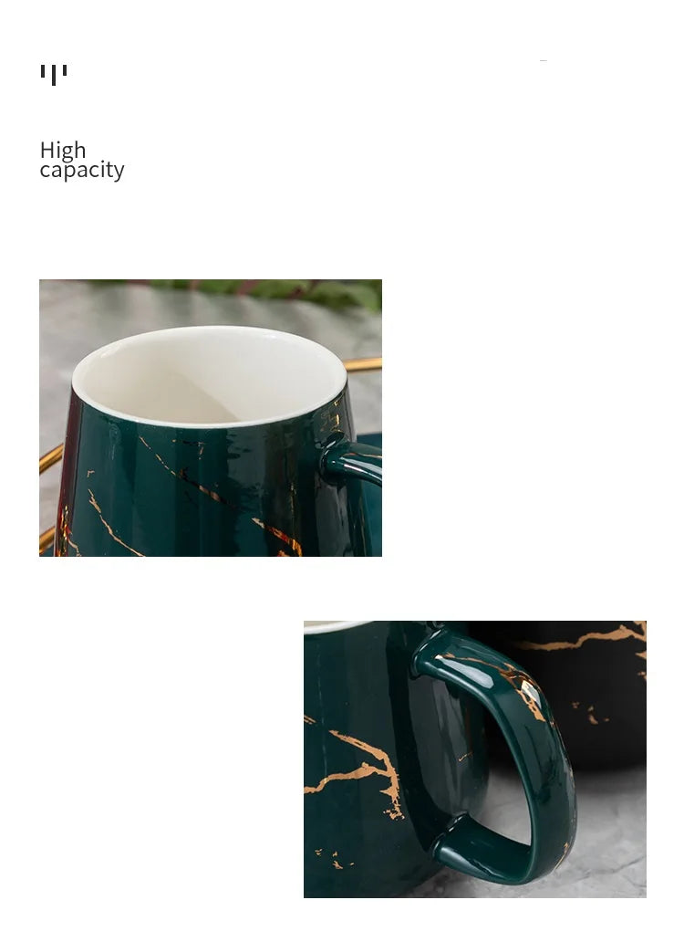 Luxury Marble Pattern Cup Phnom Penh Mug Gift Box Set Coffee Mug Couple Ceramic Souvenir Wedding Bridal Lover's Gifts