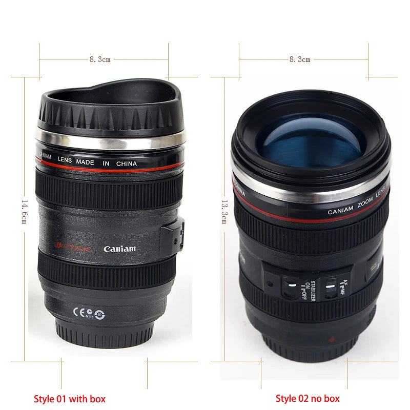 Stainless Steel Camera EF24-105mm Coffee Lens Mug White Black Coffee Mugs Unique Cup Gift
Coffee Cups canecas tazas vaso caf